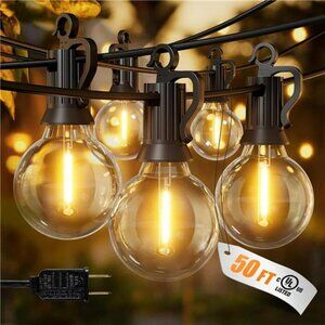50FT Outdoor String Lights Waterproof Shatterproof LED Patio Globe Bulbs